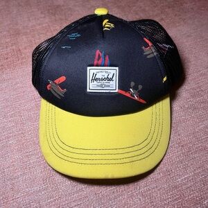 Herschel Kids Black and Yellow Airplane Cap Trucker Hat Adjustable SnapBack